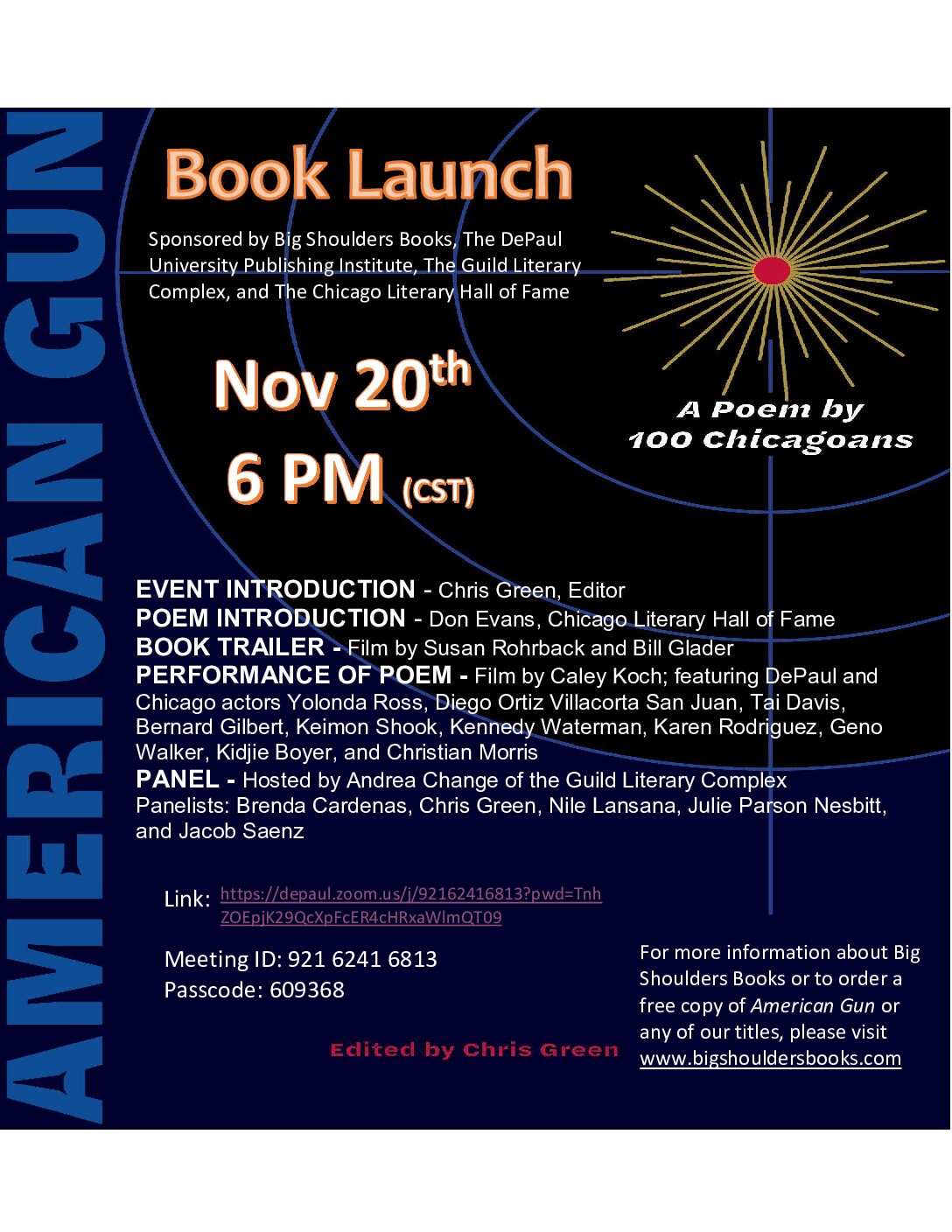 American Gun Book Launch Flyer Invite